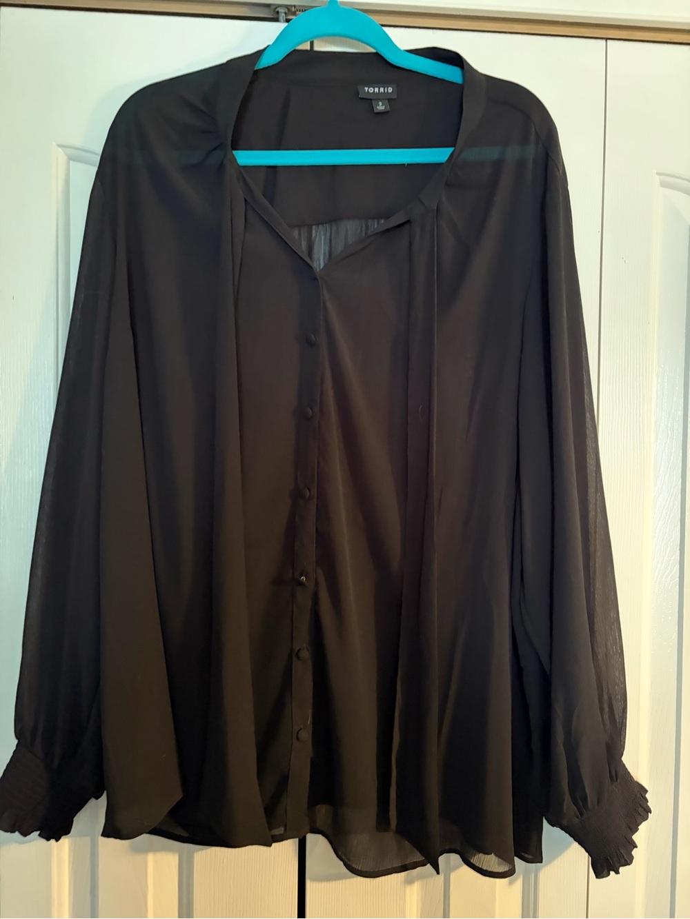 Torrid Black Sheer Button-Front Blouse